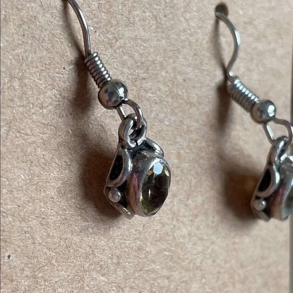 Vintage reclaimed Earrings pendant is 925 silver with Citrine - Picture 3 of 3